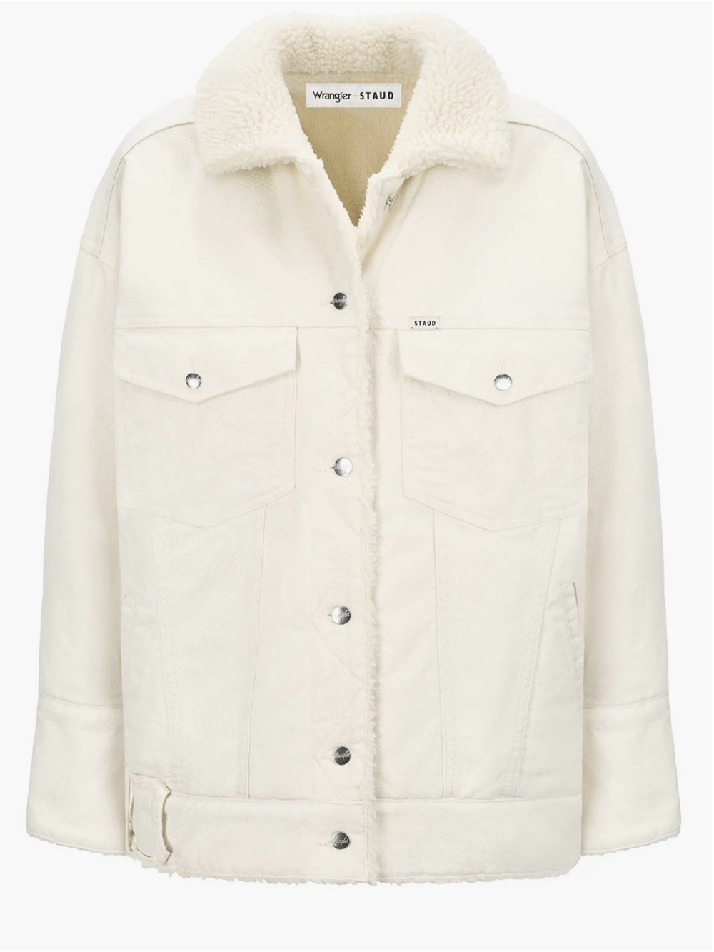 Wrangler+STAUD Cream Sherpa-Lined REVERSIBLE DENIM Jacket NWT